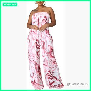 Women's Casual Sleeveless Jumpsuit Pleated Wide Leg Romper